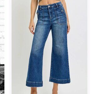 Risen High Rise Wide Leg Ankle Jeans Size 1XL